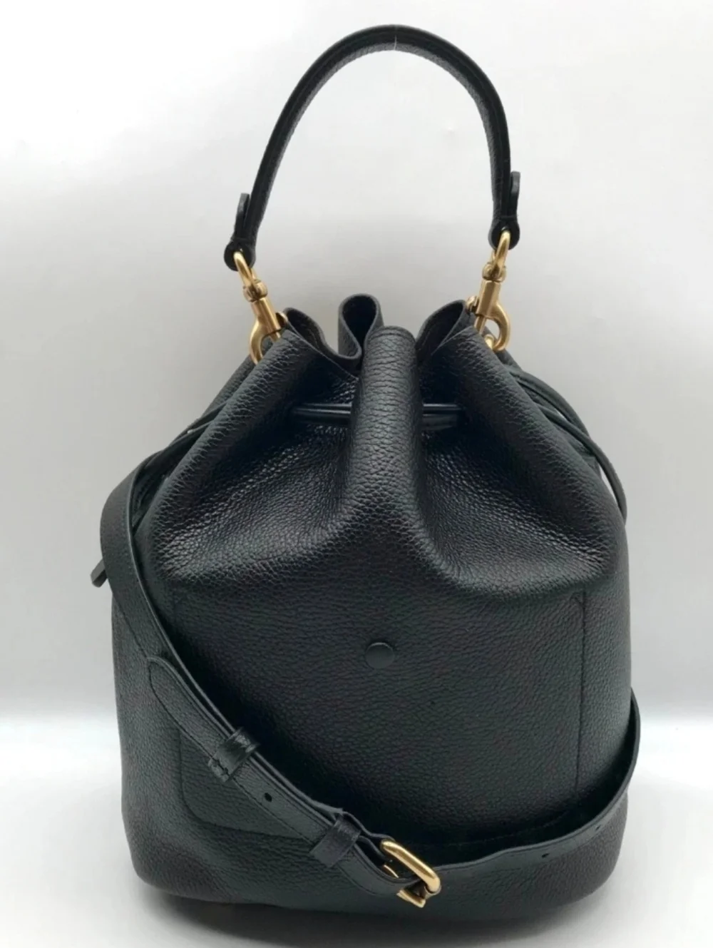 NWOT Coach Blk Pebbled Leather Lora Whipstitch Bucket Bag Detachable Crossbody